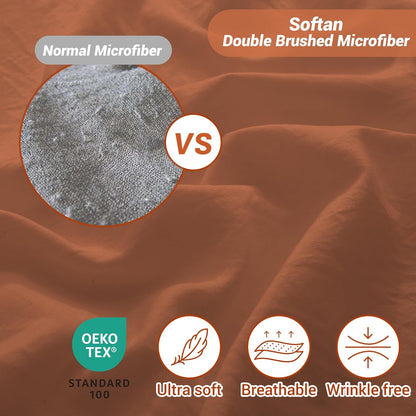 Cozy Up with Softan's Burnt Orange Queen Size Sheet Set