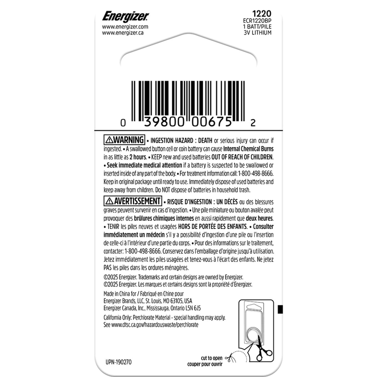 Energizer 2032 Batterien (4er-Pack), 3V Lithium-Knopfzellen