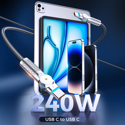 USB C to USB C Cable10ft,240W 2-Pack Braided 180°Rotating Type C Charging CableFast Charge for iPhone 15/16/16Pro/16Plus/16ProMax,MacBook Air,iPad Pro,Pixel,Samsung Galaxy S23/S24 Ultra-Blue