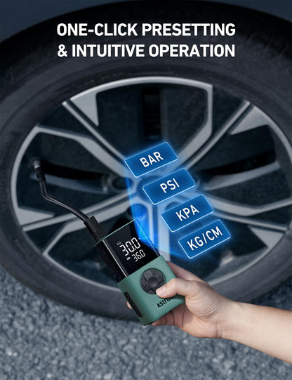 AstroAI L7 Tire Inflator Portable Air Compressor,150 PSI Cordless Mini Air Bike Auto Shut-Off Pump with Digital Display Pressure Gauge, Fast Inflation & LED Light for Car Tires,Motorcycles,Bikes,Balls
