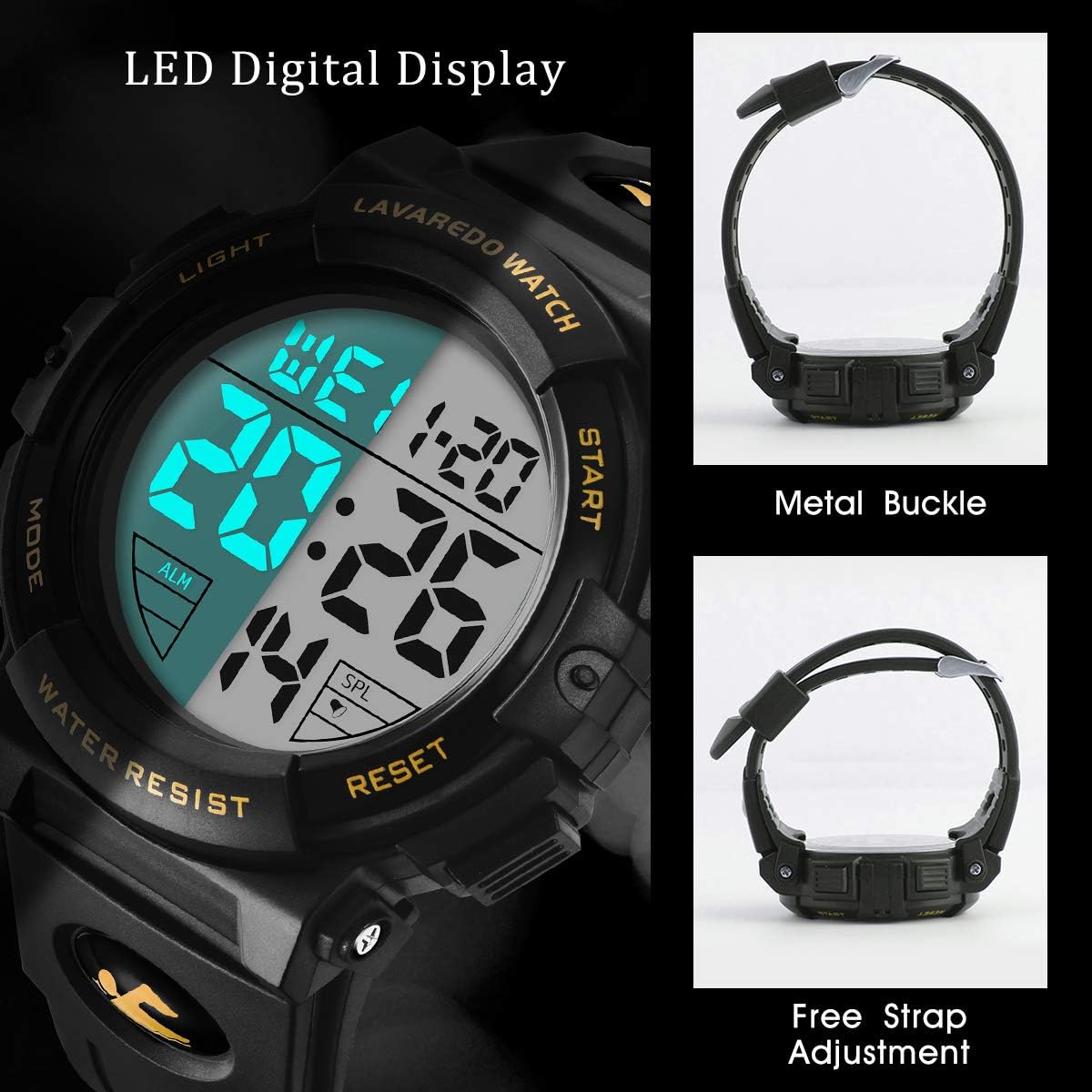 Herren Digitaluhr, Sportuhren für Männer Outdoor Militär Digital Analog Stoppuhr Wasserdicht Multifunktionale Armbanduhr