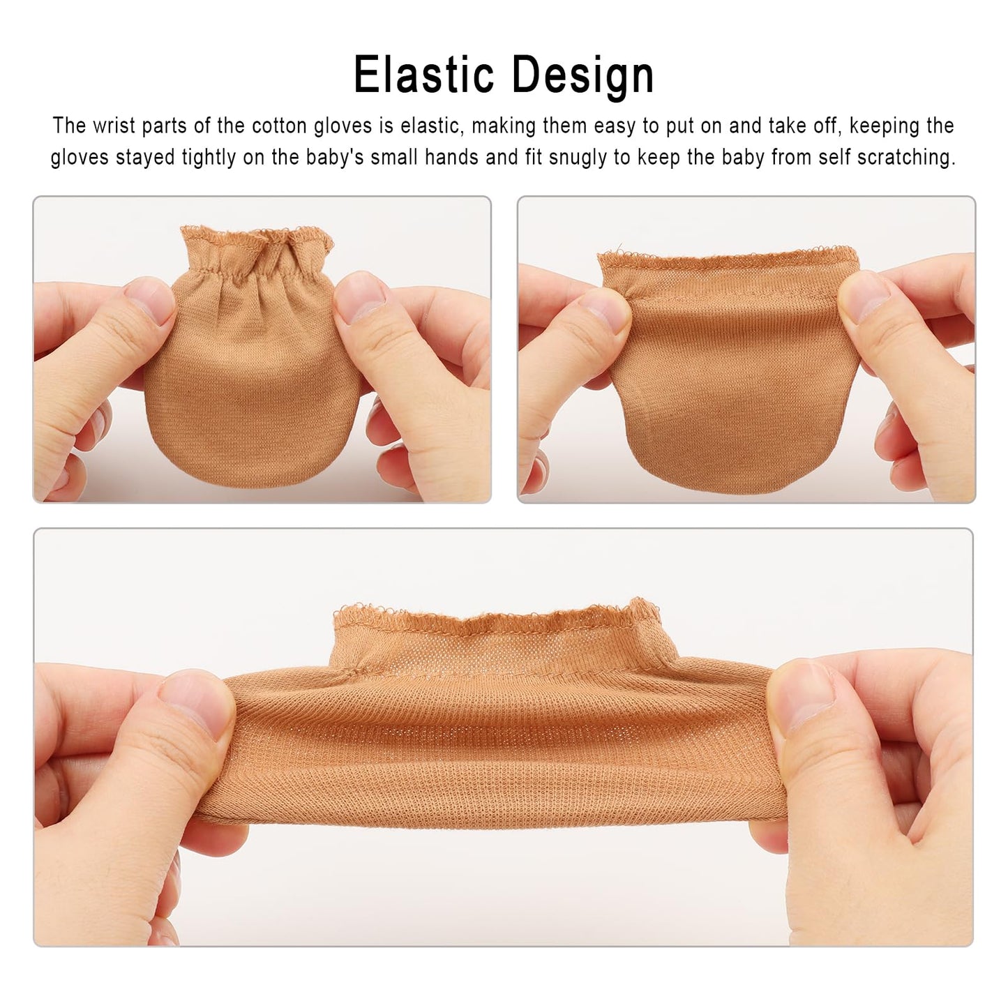 BQUBO Baby Fäustlinge Kratzschutz Handschuhe aus Baumwolle mit elastischem Bündchen Hypoallergen für Neugeborene und Babys von 0-6 Monaten Jungen und Mädchen
