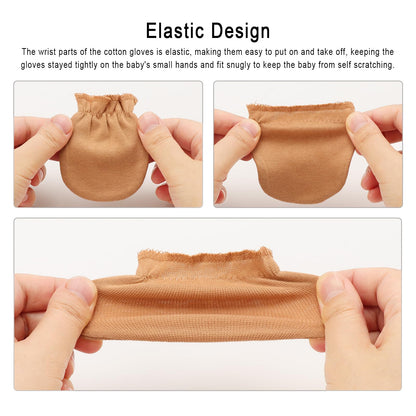 BQUBO Baby Fäustlinge Kratzschutz Handschuhe aus Baumwolle mit elastischem Bündchen Hypoallergen für Neugeborene und Babys von 0-6 Monaten Jungen und Mädchen