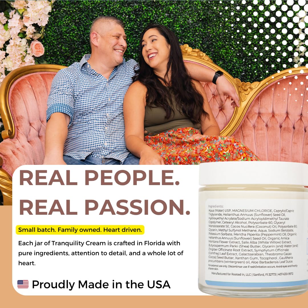 Rooted In Relief Magnesium Cream – 500mg Magnesium Chloride per Teaspoon – Enriched with Arnica, Comfrey & Botanical Blend – Targeted Muscle Support & Topical Relaxation – 4 oz Glass Jar