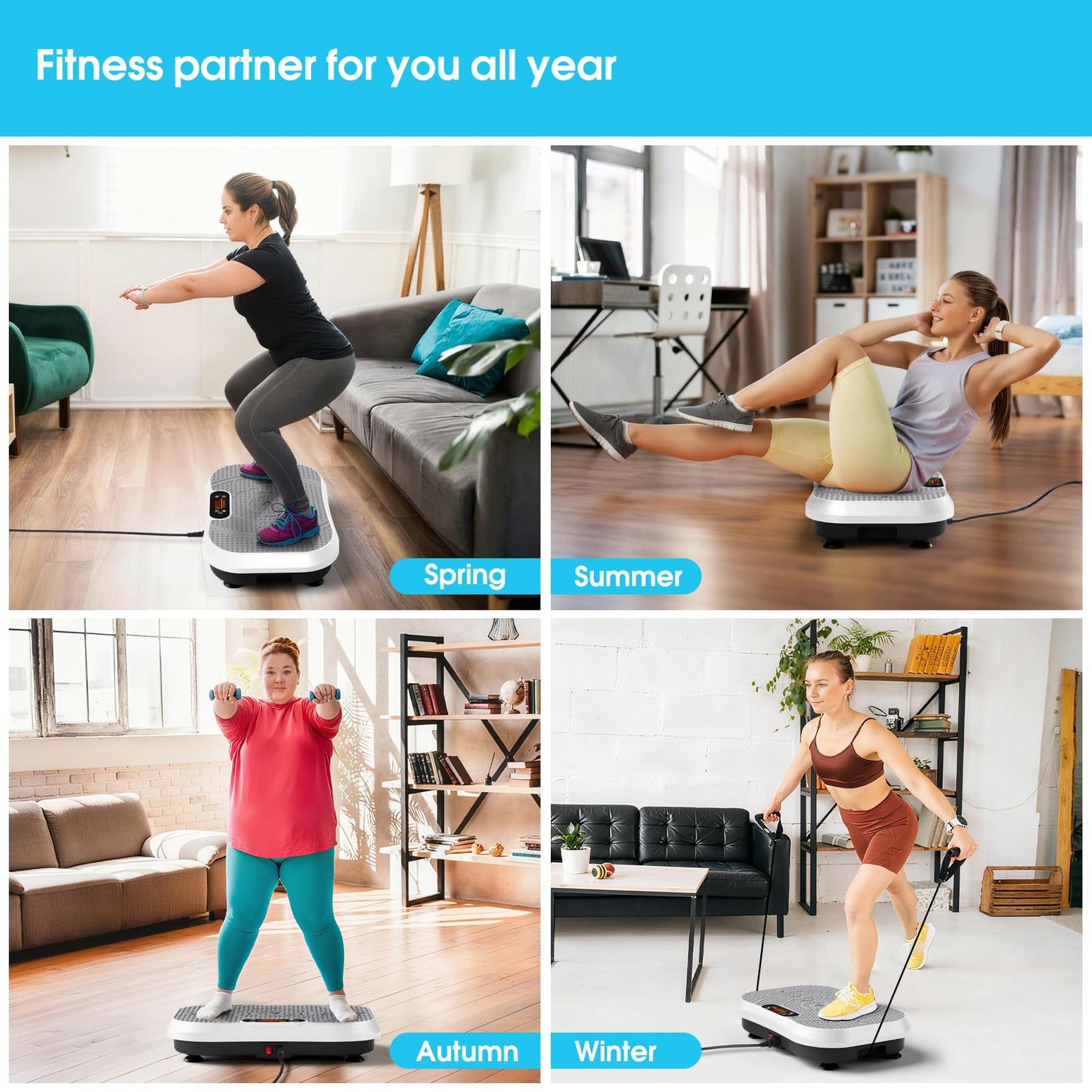 SoftGym Waver Vibration Plate Exercise Machine for Lymphatic Drainage Weight Loss,120 Speed Levels Vibrating Platform with Resistance Bands,Full-Body Workout Equipment for Muscle Activation