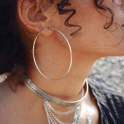 Große Gold Creolen für Frauen, Hypoallergene Dünne Gold Creolen, Sterling Silber Creolen für Damen, Extra Große, Mittelgroße, Große Creolen