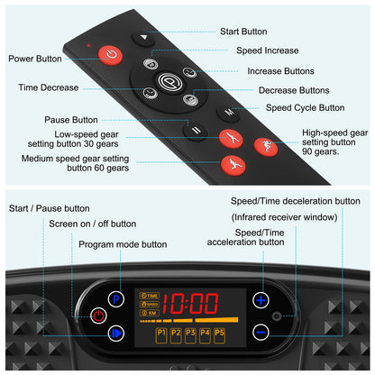 SoftGym Waver Vibration Plate Exercise Machine for Lymphatic Drainage Weight Loss,120 Speed Levels Vibrating Platform with Resistance Bands,Full-Body Workout Equipment for Muscle Activation