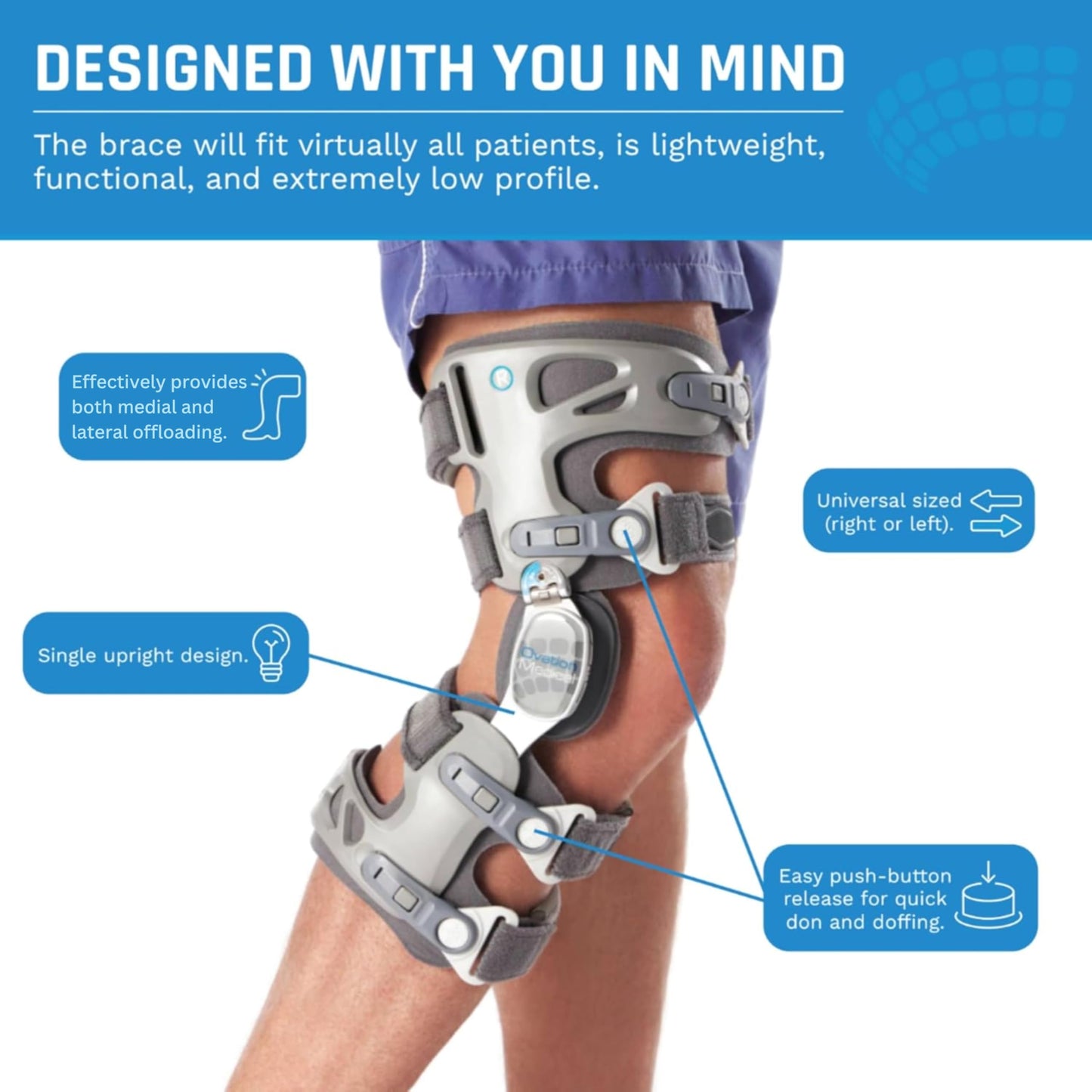 Ovation Medical Game Changer Unloader Left Knee Brace - Lightweight, Low Profile OA Knee Brace for Arthritis Pain and Support - Premium Knee Support for Medial and Lateral Knee Pain (Left)