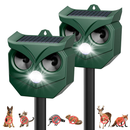 4 Pack Ultrasonic Animal Repeller with LED Strobe Lights - Outdoor Solar Powered for Squirrels, Deer, Raccoons, Rabbits, Skunks, Cats, Dogs - Protects Garden, Yard, Lawn, Farm & Crops