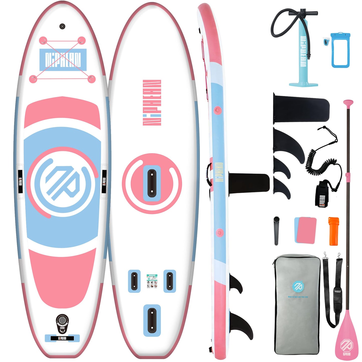 Niphean（Ultra-Light） Inflatable Paddle Board with StabilTrac Fin and Durable SUP Accessories, 10' Stand Up Paddle Boards for Adults & Youth, Versatile Yoga Paddle Board, Gift Ideas