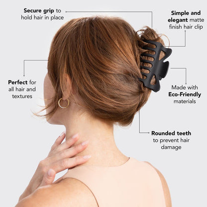Kitsch Mittelgroße Haarspangen für Damen, starker Halt, Haarclips aus recyceltem Kunststoff für dickes Haar | Ideal für Hochsteckfrisuren, halb offene Frisuren | Ideale Geschenke für Frauen – 2 Stück, Schwarz und Schildpatt