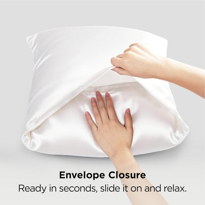 Bedsure Satin-Kissenbezug, Queen-Size, 2er-Pack, Seidenkissenbezügen ähnlich, seidige Kissenhüllen mit Hotelverschluss, Raumdeko, Valentinsgeschenke für Frauen und Männer, Grau, 50x75 cm
