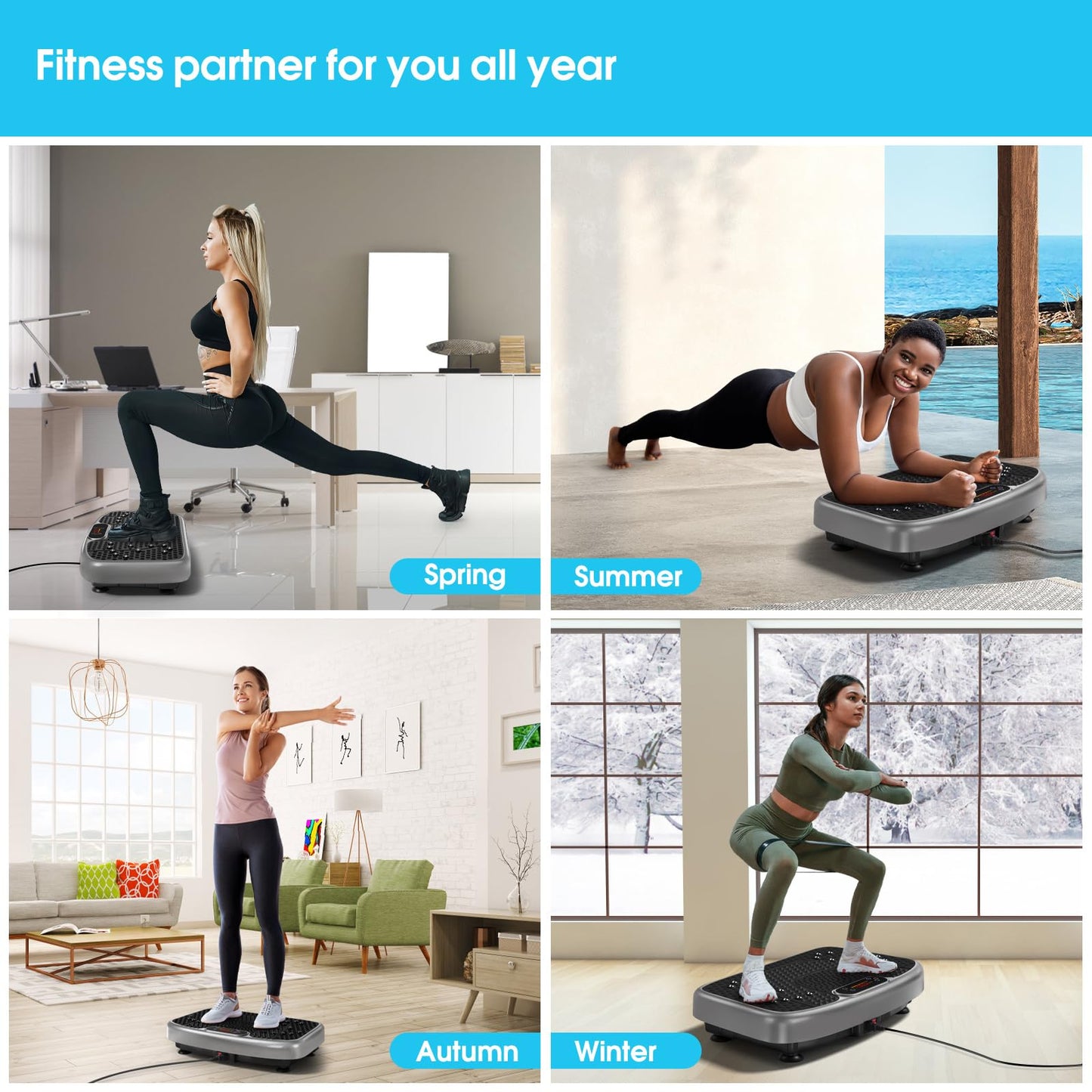 SoftGym Waver Vibration Plate Exercise Machine for Lymphatic Drainage Weight Loss,120 Speed Levels Vibrating Platform with Resistance Bands,Full-Body Workout Equipment for Muscle Activation