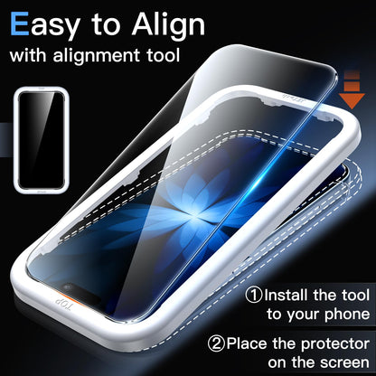 JETech Displayschutzfolie für iPhone 16 6,1 Zoll, gehärtetes Glas mit einfachem Installationstool, Case-Friendly, HD Klar, 3 Stück