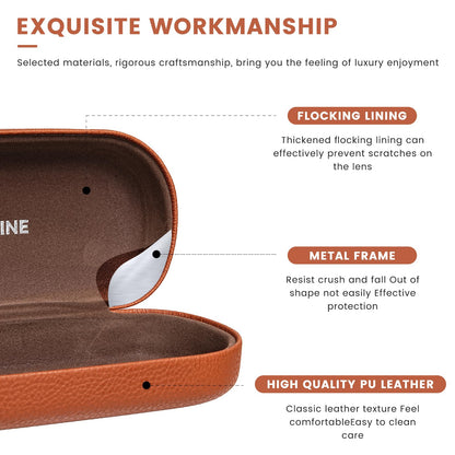 molshine Hartschalen-Leder-Sonnenbrillenetui, klassisches großes Brillenetui für Damen und Herren, Sonnenbrille (Schwarz)