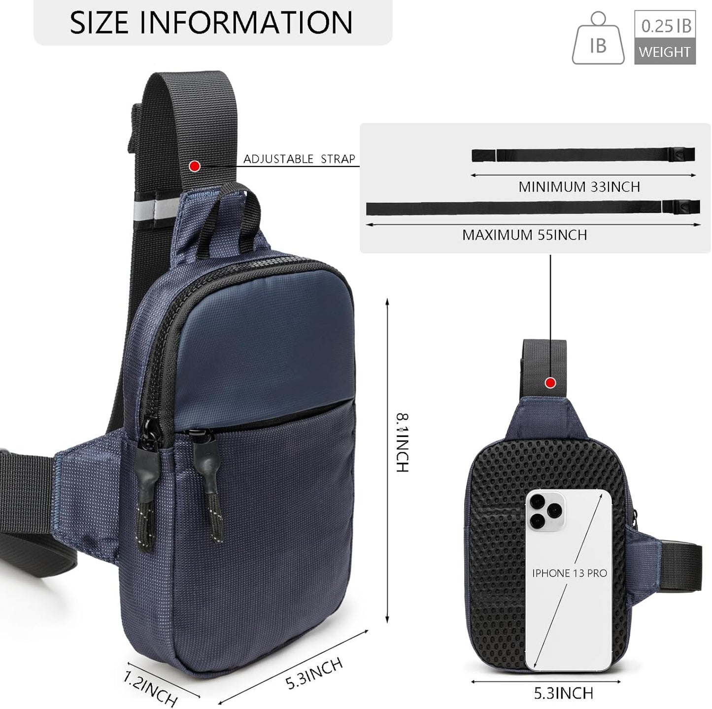 Mini-Slingbag für Damen und Herren, kleine Umhängetasche, lässige, trendige, wasserdichte Brusttasche für Reisen