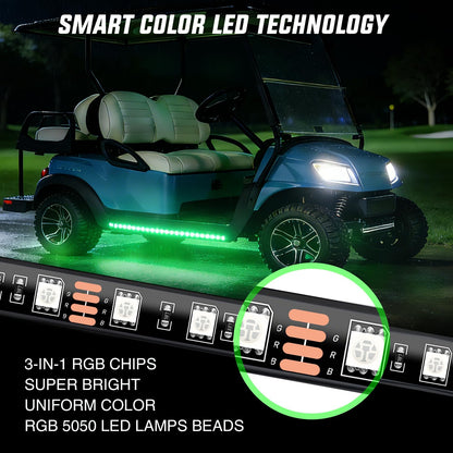 Nilight 6PCS Golf Cart Underbody Light Kit with Canopy Lights Dream Color Multi-Mode Neon Accent Lighting APP Remote Control Sound Active Music Sync IP67 Waterproof 12V-66V for EZGO Yamaha Club Car