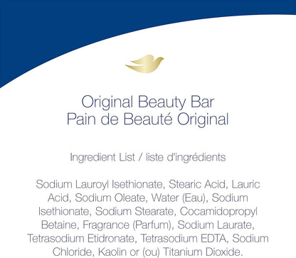 Dove Beauty Bar Sanfte Hautreinigung Feuchtigkeitsspendend für zarte weiche Hautpflege Original Hergestellt mit 1/4 Feuchtigkeitscreme, 106 g, 12 Stück