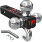 TYT Adjustable Truck Trailer Hitch for 2 inch Receiver, 6" Drop/Rise Tow Hitch with Dual Balls (2" & 2-5/16"), Compatible with Heavy-Duty Trailer Systems up to 20,000 lbs, Includes Hitch Tightener