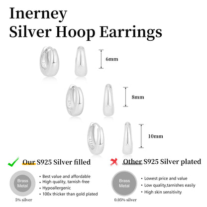 Inerney 14K Gold Plated Huggie Hoop Earrings for Women, Small Sterling Silver Earring Set Hypoallergenic Cartilage Helix Stacks, Mini Dainty Cute Trendy Birthstone Jewelry Gift for Multiple Piercings