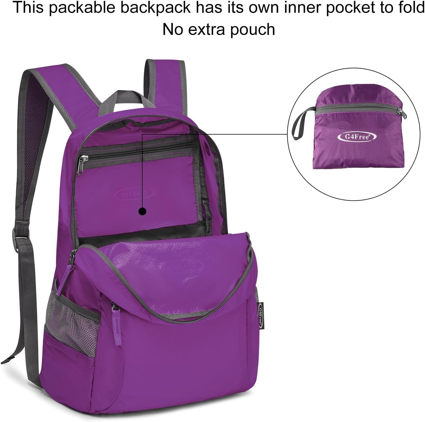 G4Free 20L Lightweight Packable Backpack Foldable Travel Hiking Daypack for Men and Women