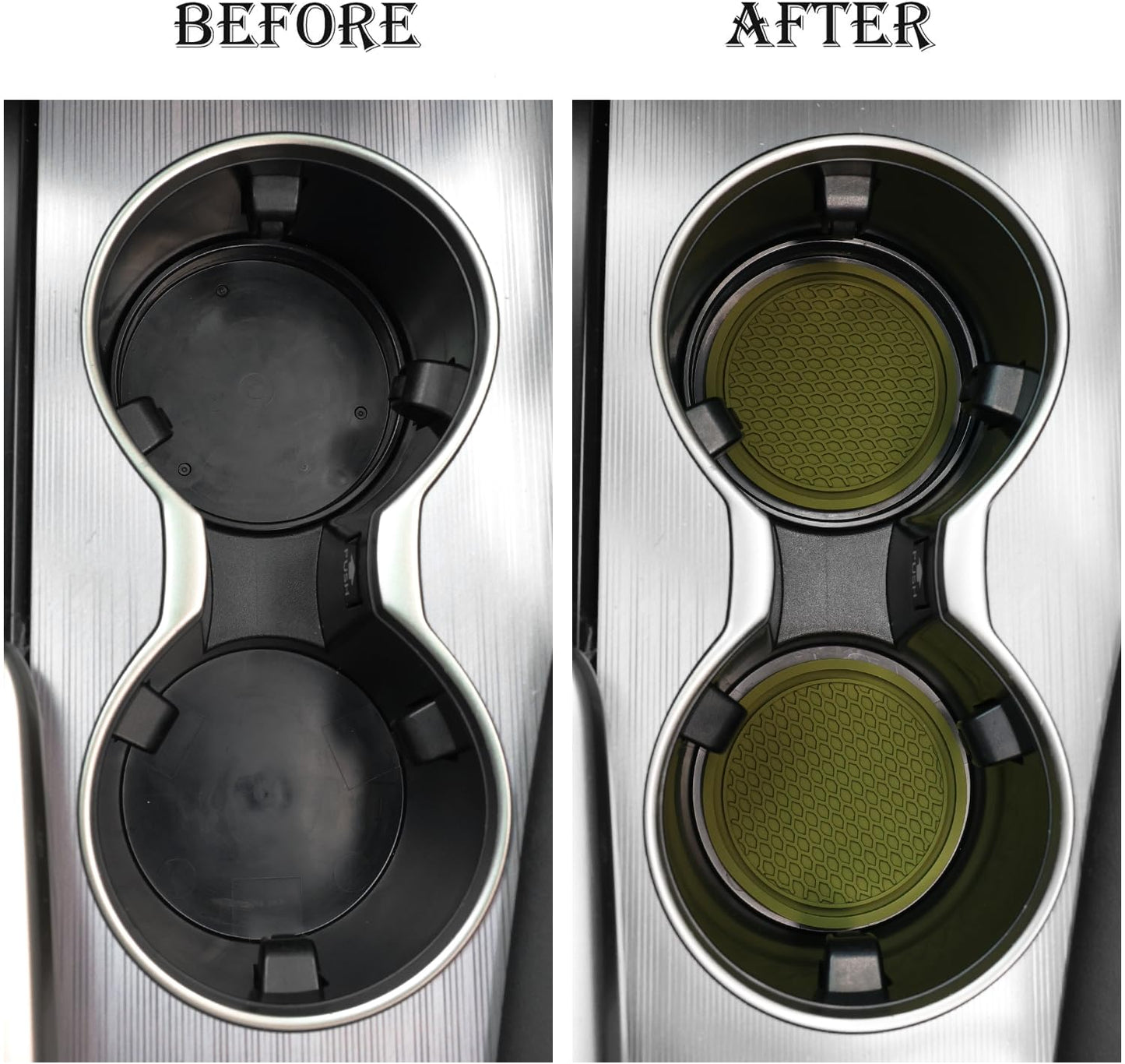 SINGARO Auto-Becheruntersetzer, 4 Stück universelle rutschfeste Becherhalter, in Ornamente eingebettete Untersetzer, Auto-Interieur-Zubehör, Schwarz