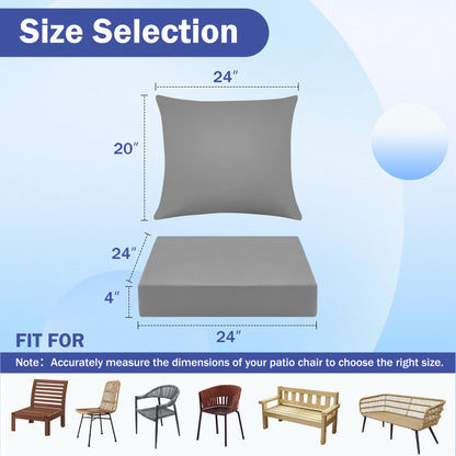 IASEAHK Outdoor Chair Cushions, 24 x 24 Inch Outdoor Cushion for Patio Furniture, Patio Chair Cushion, Waterproof & Fade Resistant Deep Patio Furniture Cushions Set with Handle and Ties, Navy Blue