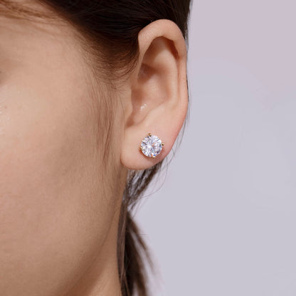 Amazon Essentials Yellow Gold Plated, Platinum or Rose Gold Plated Sterling Silver Infinite Elements Cubic Zirconia Stud Earrings | White, Blue, Green, or Pink Cubic Zirconia