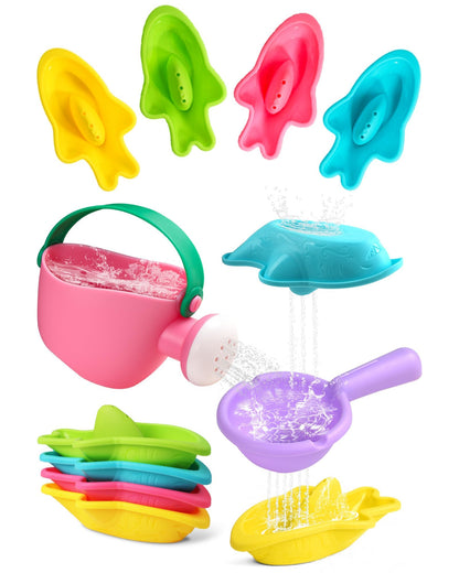 Fajiabao Baby Bath Toys for Kids Ages 1-3 Toddler Bath Toys Mold Free for 2-4 Bathtub Sand Beach Pool Water Toys for 1+ Year Old Girl Gifts 5 PCS (Color Random)