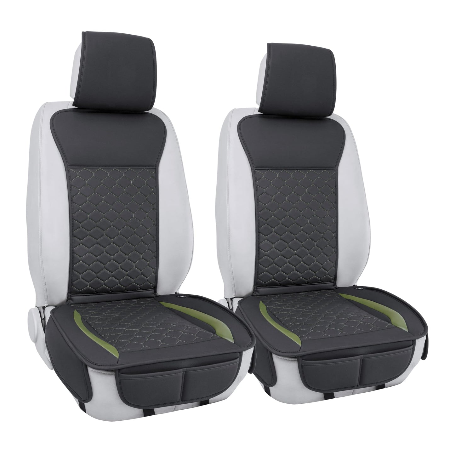 Elantrip 2PCs Front Car Seat Covers Leather Water Proof Seat Protector Universal fit for Most Cars SUVs and Trucks Black