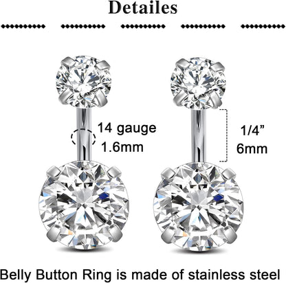 MODRSA Bauchnabelringe Chirurgenstahl Bauchnabelpiercing für Frauen Bauchnabelschmuck Silber Bauchnabelring Diamant