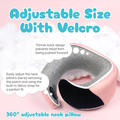 Proglobe Orthopädisches Nackenkissen Reise-Nackenkissen für Flugzeuge, Memory Foam Kit, aktualisiertes Ruhematerial, Flugreise-Set mit 3D-konturierter Augenmaske, Ohrstöpseln und luxuriösem Netzbeutel (Grau)