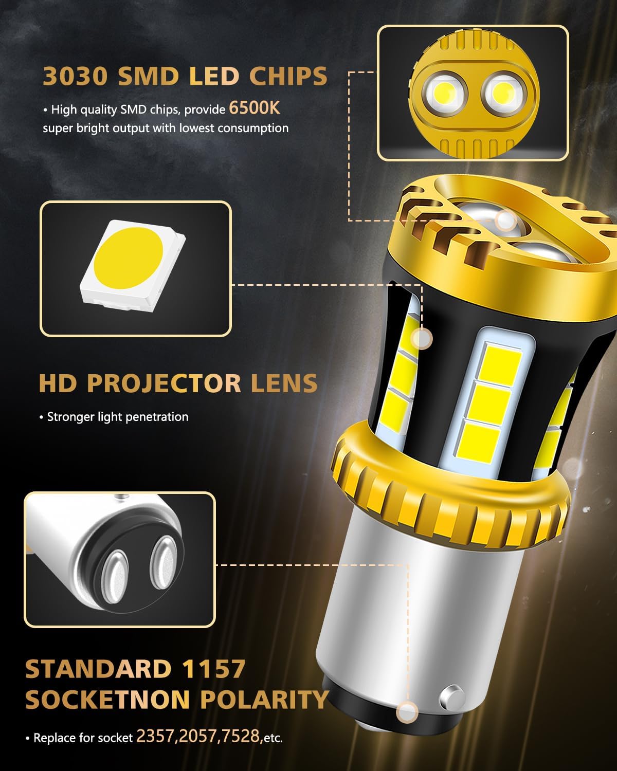 LUYED 3157 LED-Birnen Rückfahrlicht Xenon-Weiß 1800 Lumen Super Hell 78 SMD 3056 3156 3057 4157 LED-Birnen, Verwendet für Rückfahrlichter, Bremslichter, Rücklichter, Blinker, 2er-Pack