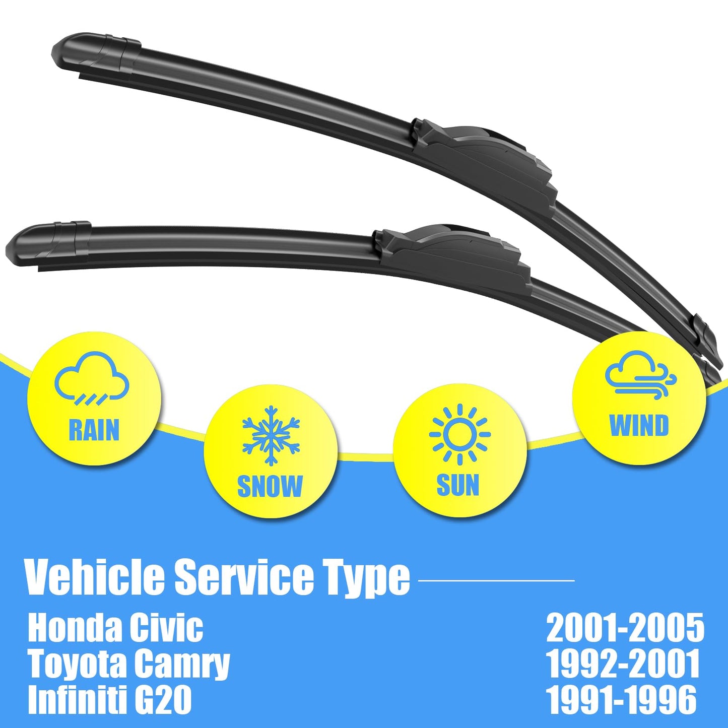 Gavimnal® 20"+20" Silicone Wiper Blades Replacement For Ford Explorer 2005-2010,F-150 1999-2007,All-Season Front Windshield Wiper Blades(Set of 2)