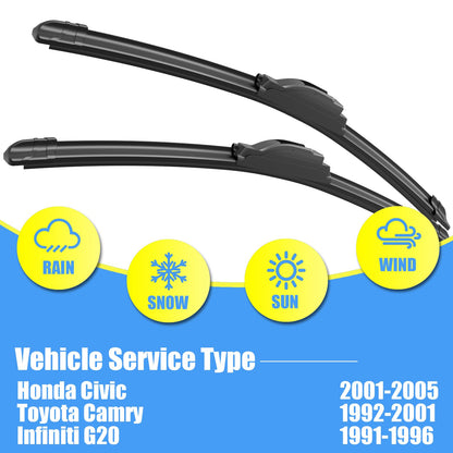 Gavimnal® 20"+20" Silicone Wiper Blades Replacement For Ford Explorer 2005-2010,F-150 1999-2007,All-Season Front Windshield Wiper Blades(Set of 2)