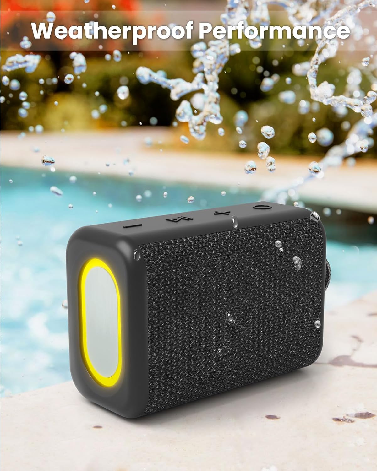 Portable Bluetooth Speaker with Lights, Powerful Crystal Clear Sound, IPX5 Waterproof, All Day Playtime, AUX&TF-Card Input, Bluetooth 5.3, TWS Paring, Small Wireless Speaker for Outdoor, Gift Ideas