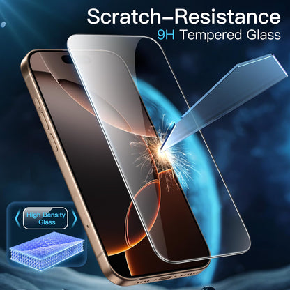 JETech Displayschutzfolie für iPhone 16 6,1 Zoll, gehärtetes Glas mit einfachem Installationstool, Case-Friendly, HD Klar, 3 Stück