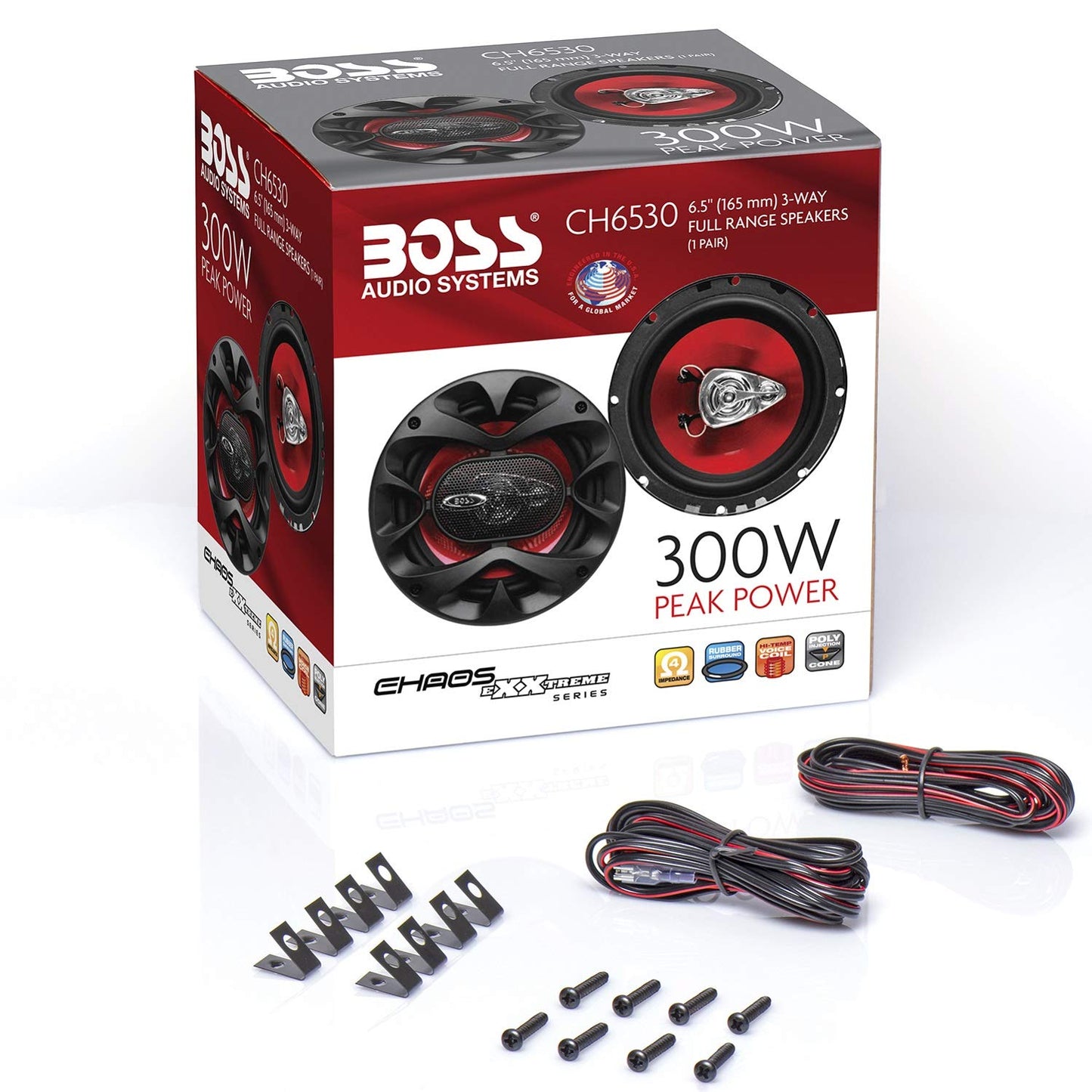 BOSS Audio Systems CH6530 Chaos Series 6,5 Zoll Auto Lautsprecher - 300 Watt (Paar), 3 Wege, Full Range, Hochtöner, Koaxial, Paarweise verkauft