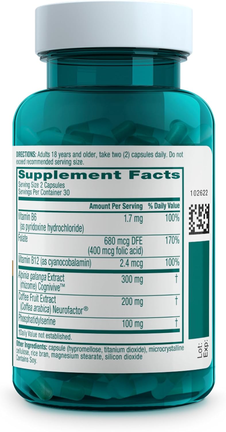 NEURIVA Ultra Brain Supplements for Memory and Focus, Phosphatidylserine, Cognivive, Neurofactor, Folic Acid, Vitamin B12 & Vitamin B6, 60 Count Capsules (Pack of 12)