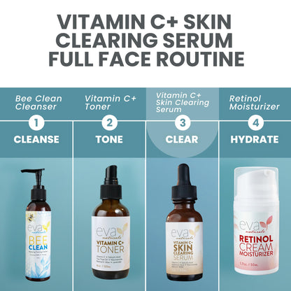 Eva Naturals Vitamin C Serum für das Gesicht – Anti-Aging Dark Spot Remover mit Retinol, Hyaluronsäure, Niacinamid & Salicylsäure – Gesichtsserum für Frauen für klare, glatte, strahlende Haut