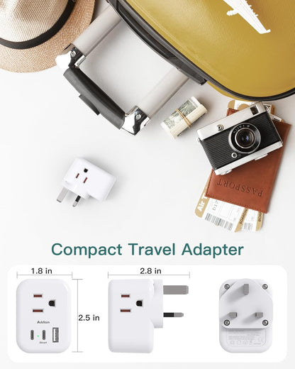 [2 Pack] European Travel Plug Adapter, International Power Plug Adapter with 3 Outlets 3 USB Charging Ports(2 USB C), Travel Essentials to Italy,Greece,Israel,France, Spain (Type C)