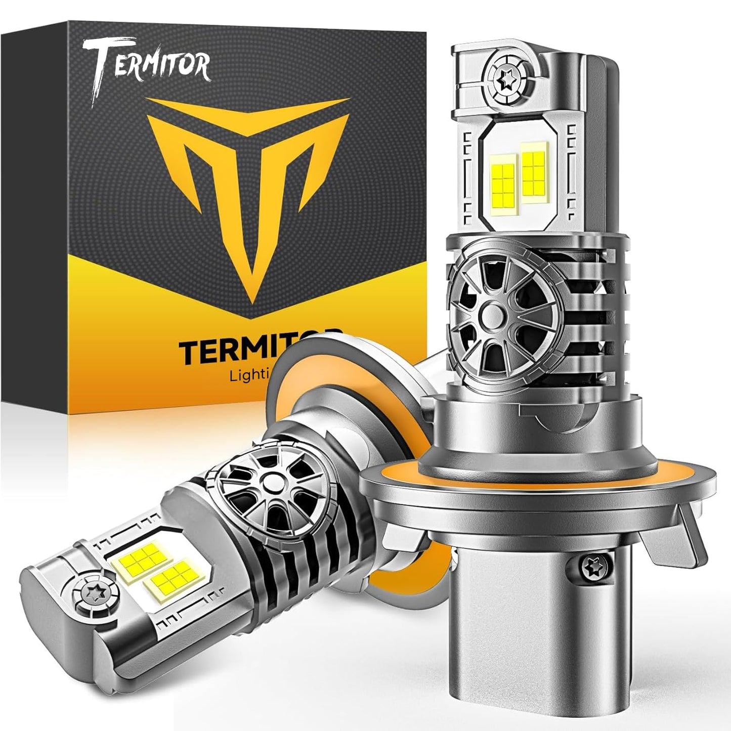 Termitor 2026 Upgraded H4/9003/HB2 Light Bulbs, 90,000LM 15X Super Bright Hi/Low Beam, 6500K Cool White H4 9003 Fog Lights, 1:1 Halogen Size Automotive Replacement IP68 Waterproof, Pack of 2