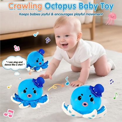Babyspielzeug 6-12 Monate, Musikalisches Krabbelkrebs Plüschtier - 40 Lieder & Aufnahmefunktion, Tanzendes Laufendes Hüpfendes Bauchzeit Spielzeug, Sensorisches Spielzeug für Kleinkinder 1-3, Geburtstagsgeschenke für Säuglinge