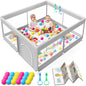 Baby Playpen with Mat 50x50 Inch, Playpen with Colorful Ball for Babies and Toddlers, Baby Play Pen Pin Indoor Play Fence (Mat and Ball Included)