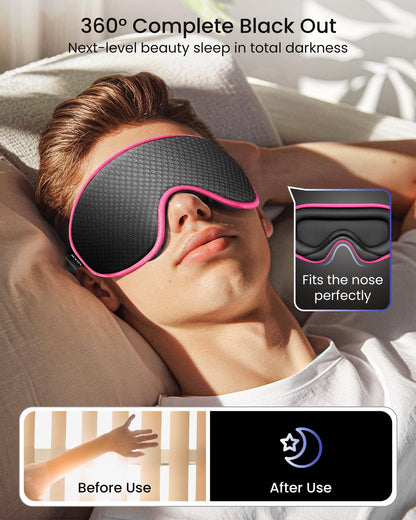 WAOAW Schlafmaske für Damen und Herren: Verdunkelungs-Augenmasken zum Schlafen – 3D atmungsaktive, weiche, bequeme Augenmaske für Reisen – verstellbare, lichtblockierende Nachtmasken zum Schlafen
