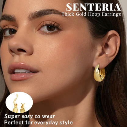 Senteria Dicke, klobige, vergoldete Creolen für Frauen, hypoallergene, 14K vergoldete Creolen, leichte, große goldene Creolen für Frauen, 30 MM