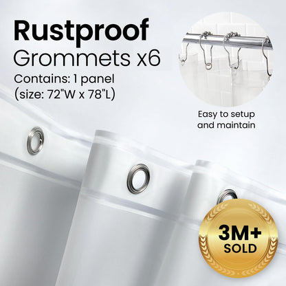 LiBa PEVA 8G Bathroom Shower Curtain Liner, 72" W x 72" H, Frosted, 8G Heavy Duty Waterproof Shower Curtain Liner