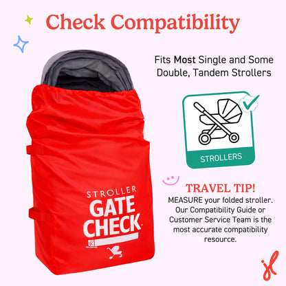 J.L. Childress Gate Check Bag for Single & Some Double Strollers - Travel Bag for Airplane, Fits Most Standard Baby Strollers, Airport Accessories Gate Check, Flying Essentials - Neon Blue