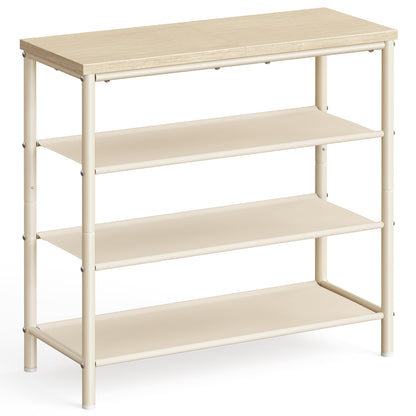 VASAGLE Shoe Rack, 4-Tier Shoe Storage Organizer for Entryway and Closet, Holds 9-12 Pairs of Shoes, 3 Fabric Shelves, Steel Frame, Industrial, Rustic Brown and Black ULBS035B01