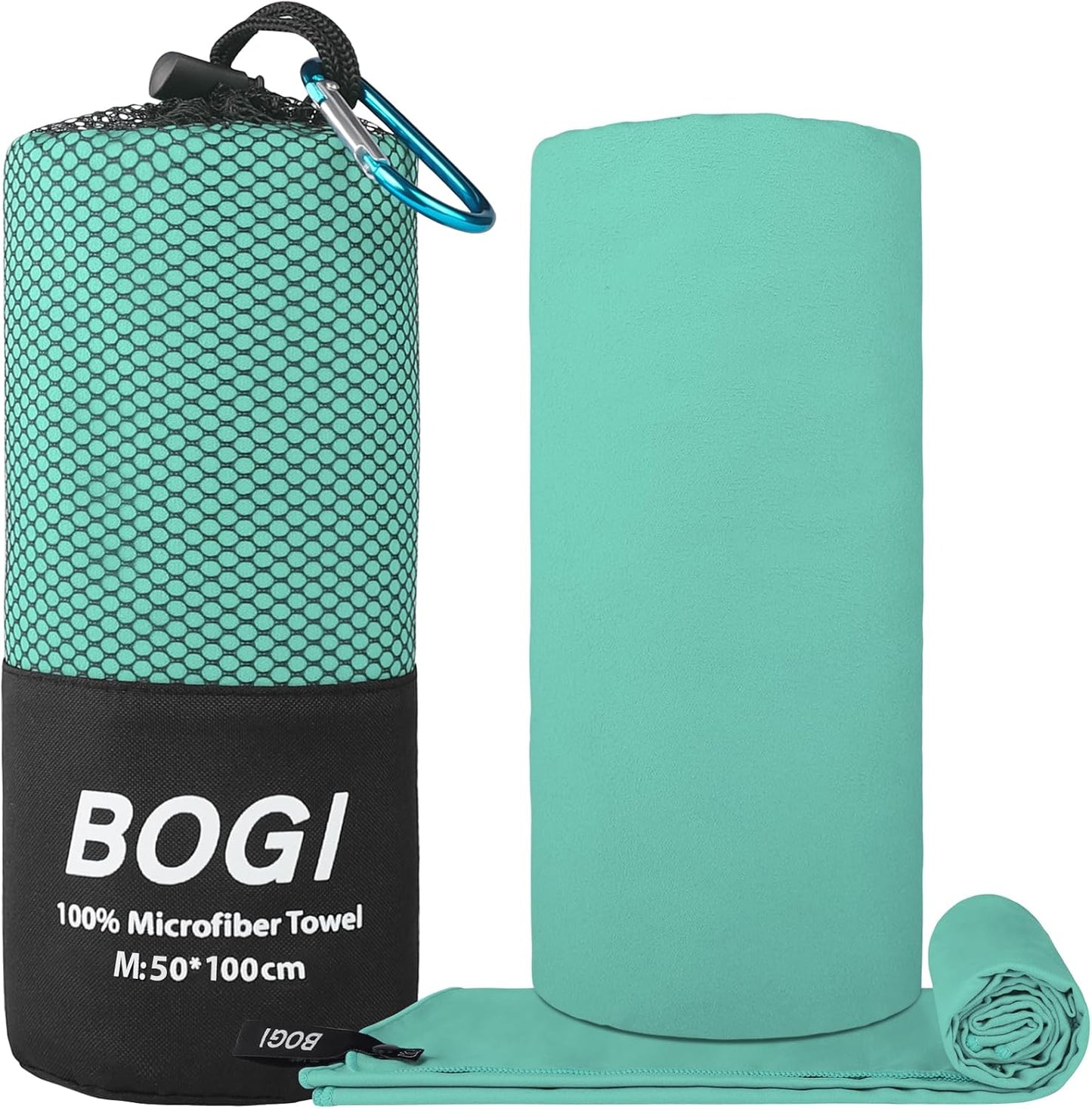 BOGI Mikrofaser Reise-Sporthandtuch – Schnelltrocknendes Handtuch, weiches, leichtes Mikrofaser Campinghandtuch, saugfähiges, kompaktes Reisehandtuch für Camping, Fitnessstudio, Strand, Bad, Yoga, Schwimmen, Rucksacktouren (M:40''x20''-Dunkelblau)